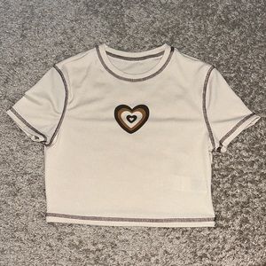 Brown heart crop top